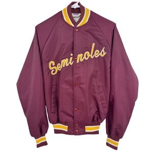 80s Vintage MVP Florida State Seminoles Bomber Jacket Maroon Mens Small USA Made